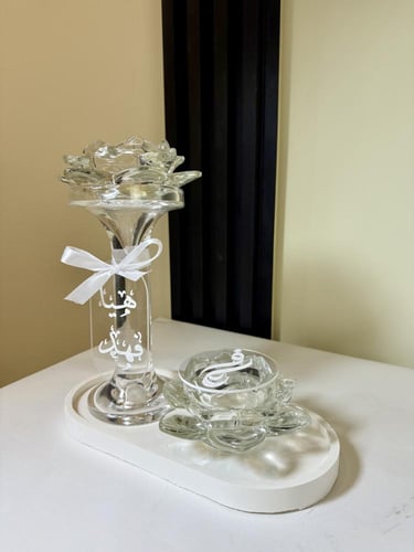 مبخرة كرستال تشمل علبه العود +صينيه +بمبخره