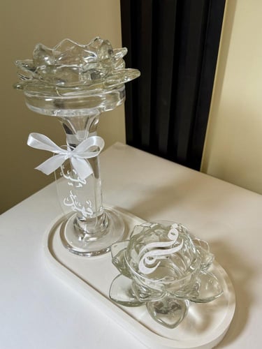 مبخرة كرستال تشمل علبه العود +صينيه +بمبخره