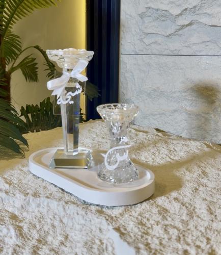 مبخرة كريستال +علبة العود كريستال +صينة رخام