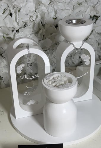 مجموعة المبخره الملكية ٤ قطع مبخرة شامل الاسم +علب...