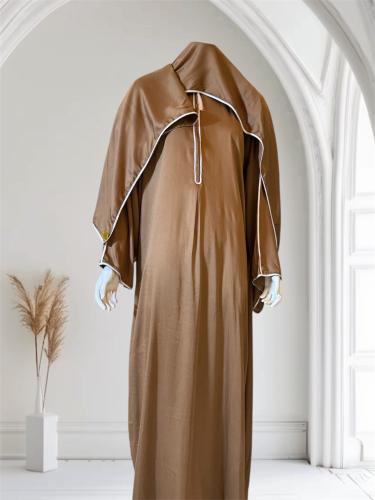 شرشف صلاة قماش قطن كويتي 100% لون بني بتصميم راقي...