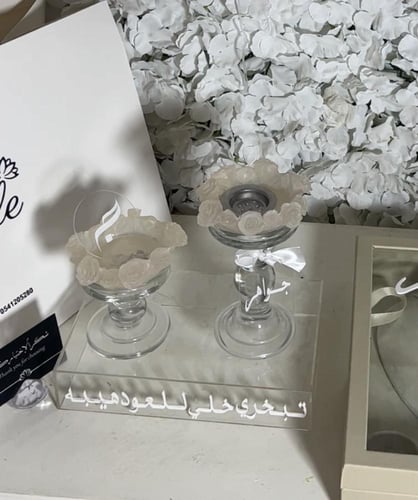مجموعة المبخره الكرستال بتصميم الورد الفاخر شامل ا...