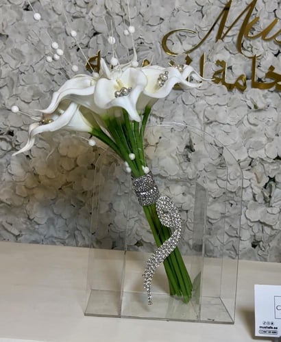 مسكه عروس بتصميم الولو والكريستال +استاند مسكه اكر...