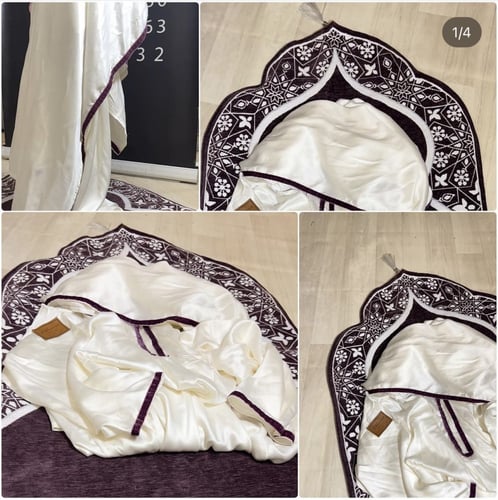 طقم لون موف سجاد تركي مبطنه بتصميم محراب +شرشف صلا...