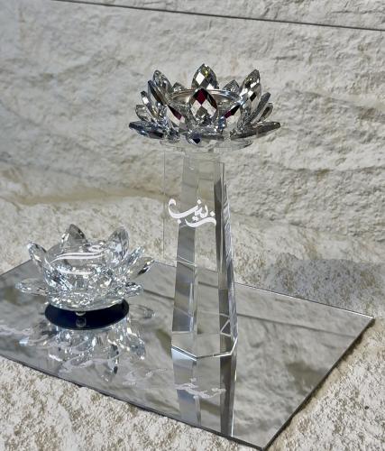 مجوعة المبخرة الكريستال الورد ٣ قطع شامل الاسم وال...