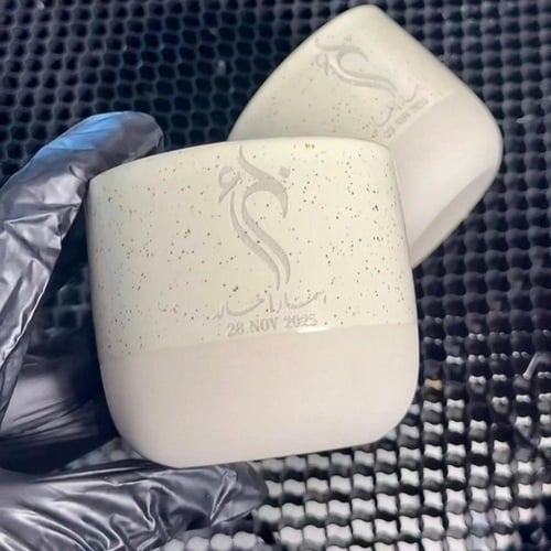 اكوب العدد 1 بنحت الليزر على الأكواب السراميك الفخ...