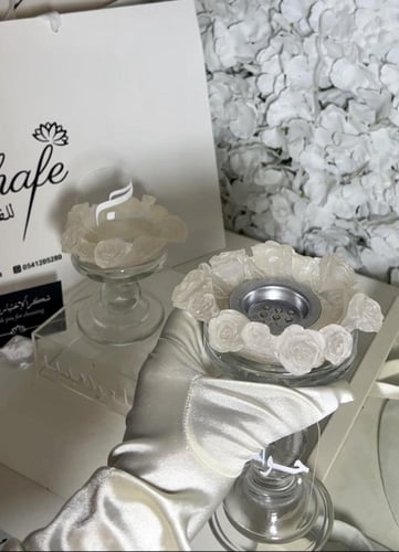 مجموعة المبخره الكرستال بتصميم الورد الفاخر شامل ا...