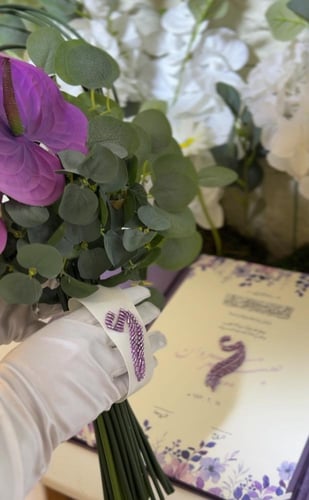 دفتر مخملي فاخر +ورق قطن شامل التصميم بتطريز خرز ت...