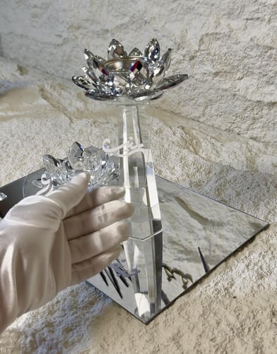 مجوعة المبخرة الكريستال الورد ٣ قطع شامل الاسم وال...