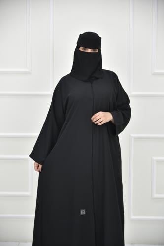 عباية كريب سادة بأكمام مربعة
