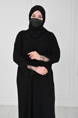 عباية lavania عباية بياقة عملية صممت بكم دانتيل نا...