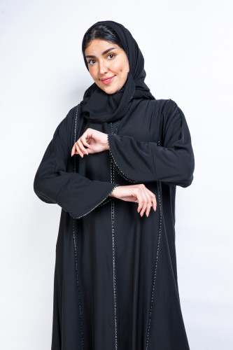 عباية lavania سوداء لف بتداخلات ملونة