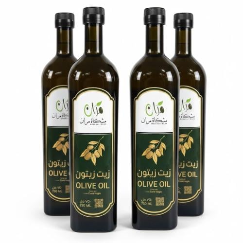 زيت زيتون طبيعي 100٪ ، 4 علب زجاجية حجم 750 مل ( ه...