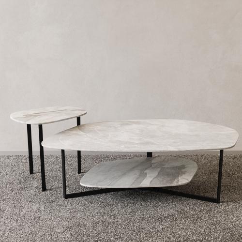 طقم طاولات رخامية بتصميم عصري أنيق 2 قطعه