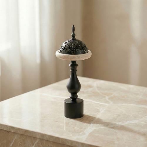 مبخرة ستيل اسود بحواف بيج