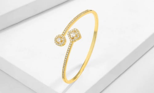 اسوارة فضة عيار 925 مرصعة بالزركون (ذهبي)