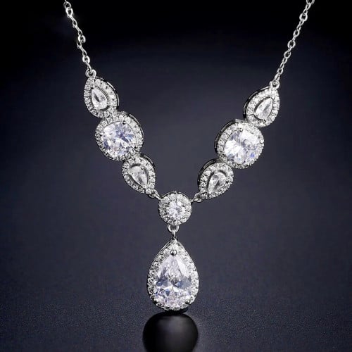 عقد فضة عيار 925 مرصع بقطع الزركون الثقيلة