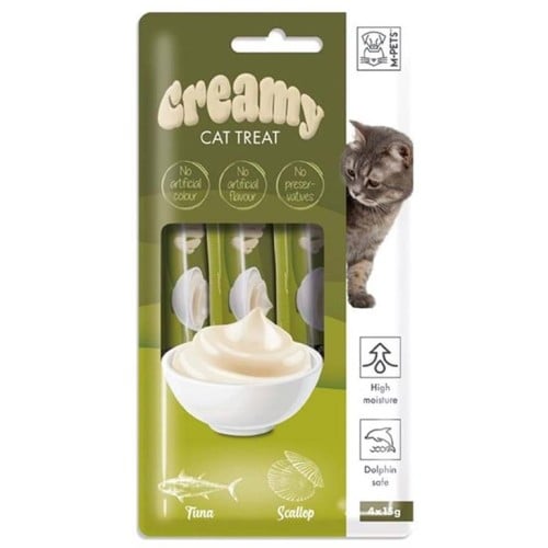 M-PETS- مكافاة قطط كريمة التونه مع الاسكالوب -60 غ