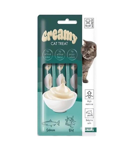 M-PETS- مكافاة قطط كريمة السلمون واللحم البقري -60...