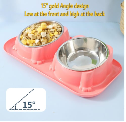صحن قطط ستيل مزدوج وللكلاب بألوان مختلفة