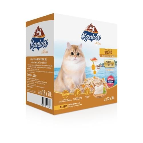 كارتون كانيفا تونه مع الحبار طعام رطب للقطط الكبير...