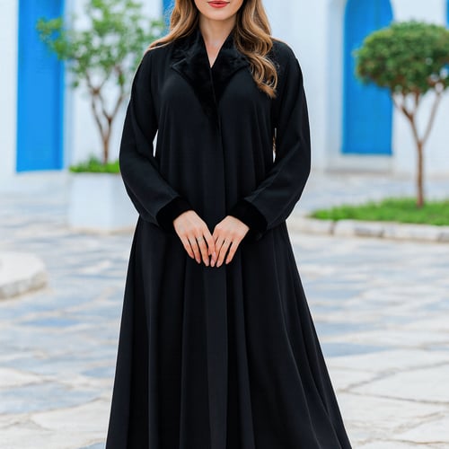 عباية سادة مع مخمل - E2 -