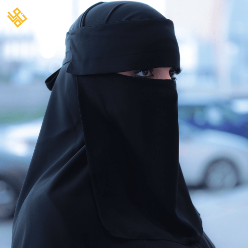 نقاب اسود ساتر مع طرحة