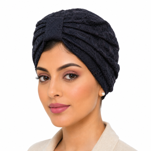 توربان أسود دانتيل قطن