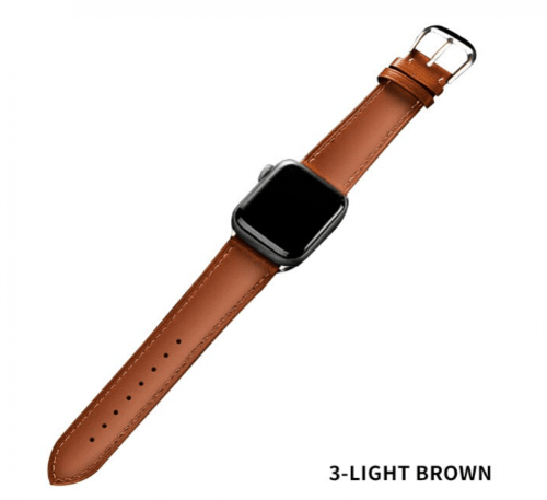 سوار جلد بني ساعة ابل Brown Leather Watch Strap