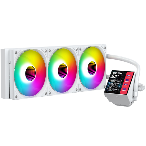 مبرد مائي HYDROCORE 360 LCD بشاشة 4 إنش – أبيض RGB