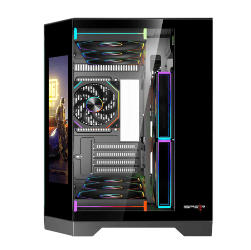 صندوق كمبيوتر Spear MATX DOST60 أسود – تصميم قيمين...