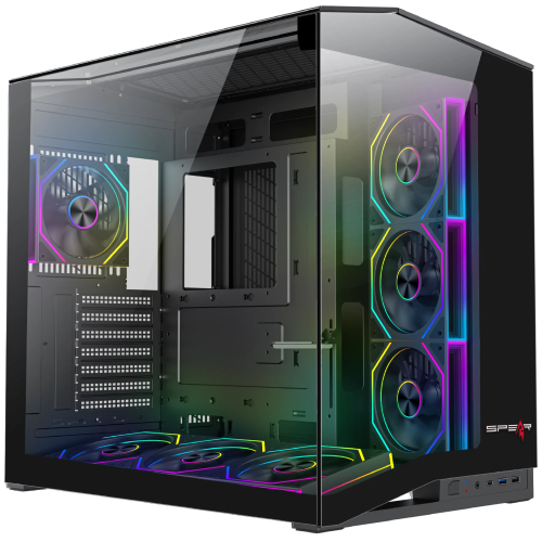 صندوق كمبيوتر TITANC أسود مع حامل كرت شاشة (GPU St...