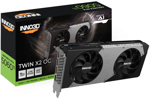 كرت شاشة INNO3D GeForce RTX 5060 Ti 16GB TWIN X2 O...