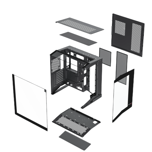 صندوق كمبيوتر TITANC أسود مع حامل كرت شاشة (GPU St...