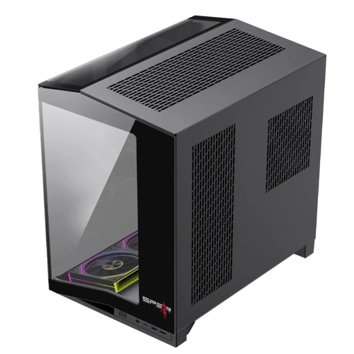 صندوق كمبيوتر TITANC أسود مع حامل كرت شاشة (GPU St...