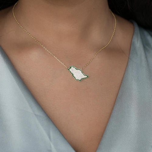 سلسلة خريطة المملكة الأنيقة باللون الذهبي-الأخضر(N...