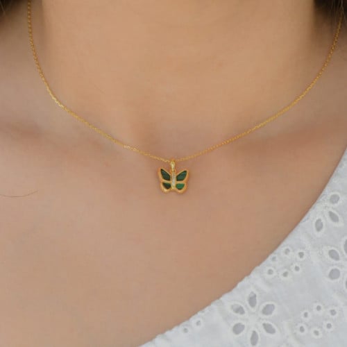 سلسلة الفراشة الأنيقة من الفضة الخالص عيار 925 مطل...