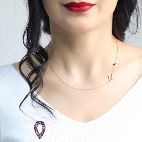 سلسلة حرف بالانجليزي الأنيقة , اللون روز جولد (LE1...