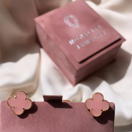 حلق ورد أنيق اللون ذهبي-وردي (E366) .