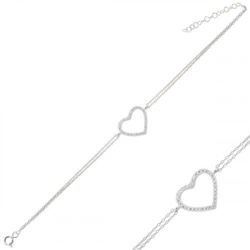 أسورة قلب أنيقة باللون الفضي (B654).