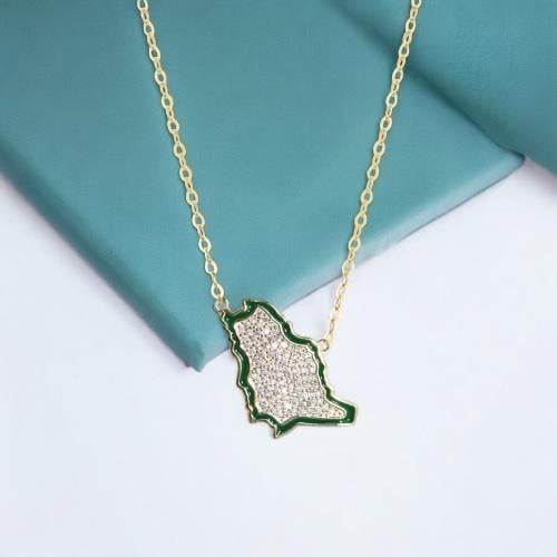 سلسلة خريطة المملكة الأنيقة باللون الذهبي-الأخضر(N...