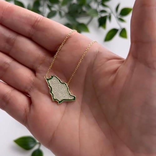 سلسلة خريطة المملكة الأنيقة باللون الذهبي-الأخضر(N...