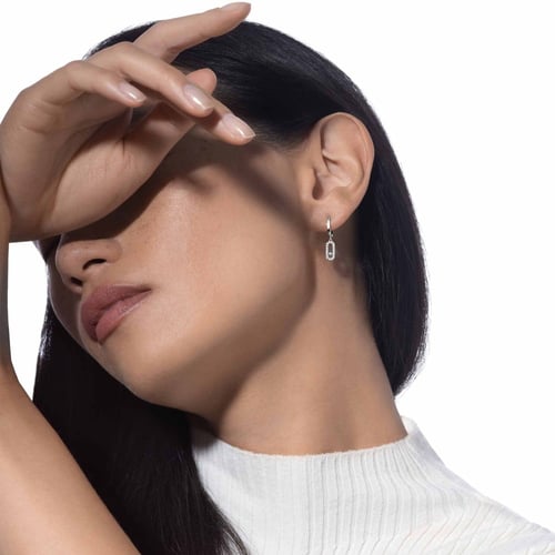 حلق ميسكا الأنيق باللون / فضي . (E617)