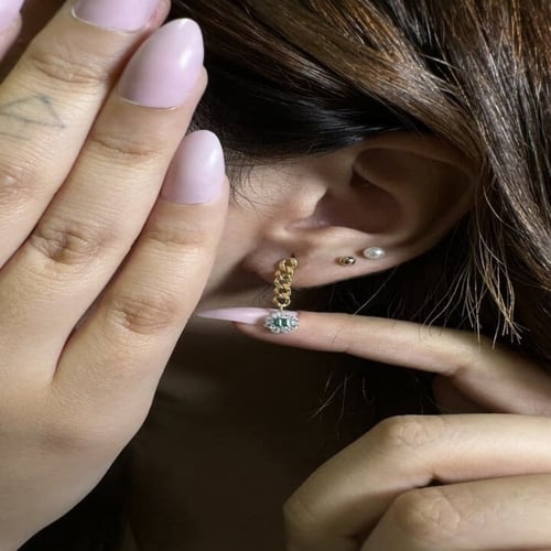 حلق أنيق اللون ذهبي-أخضر (E327).