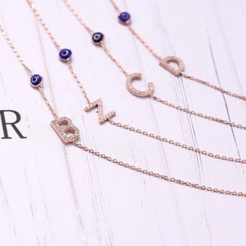 سلسلة حرف بالانجليزي الأنيقة , اللون روز جولد (LE1...