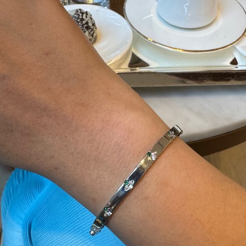 أسورة أنيقة باللون الفضي- الأخضر (B890).