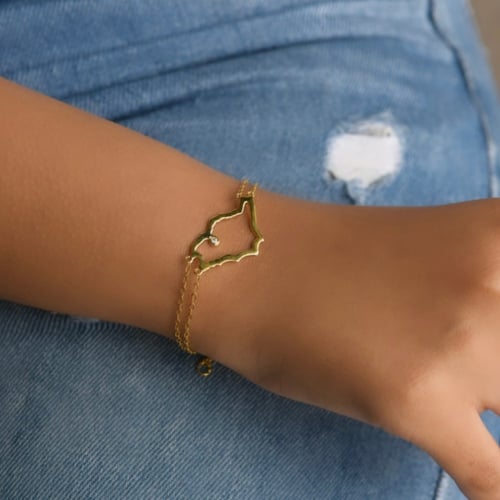 أسورة خريطة المملكة الأنيقة باللون الذهبي (B928).