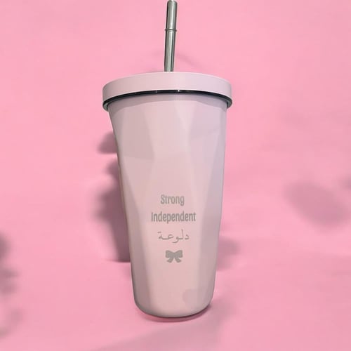 MUG بعبارات - وردي (كوب حراري).(CUP124)