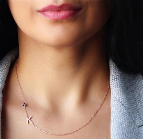 سلسلة حرف بالانجليزي الأنيقة , اللون روز جولد (LE1...