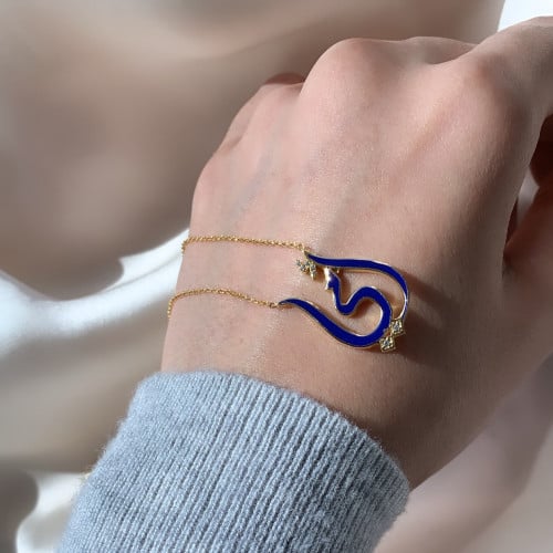 سلسلة أمي الأنيقة باللون الذهبي-الأزرق (N450) .